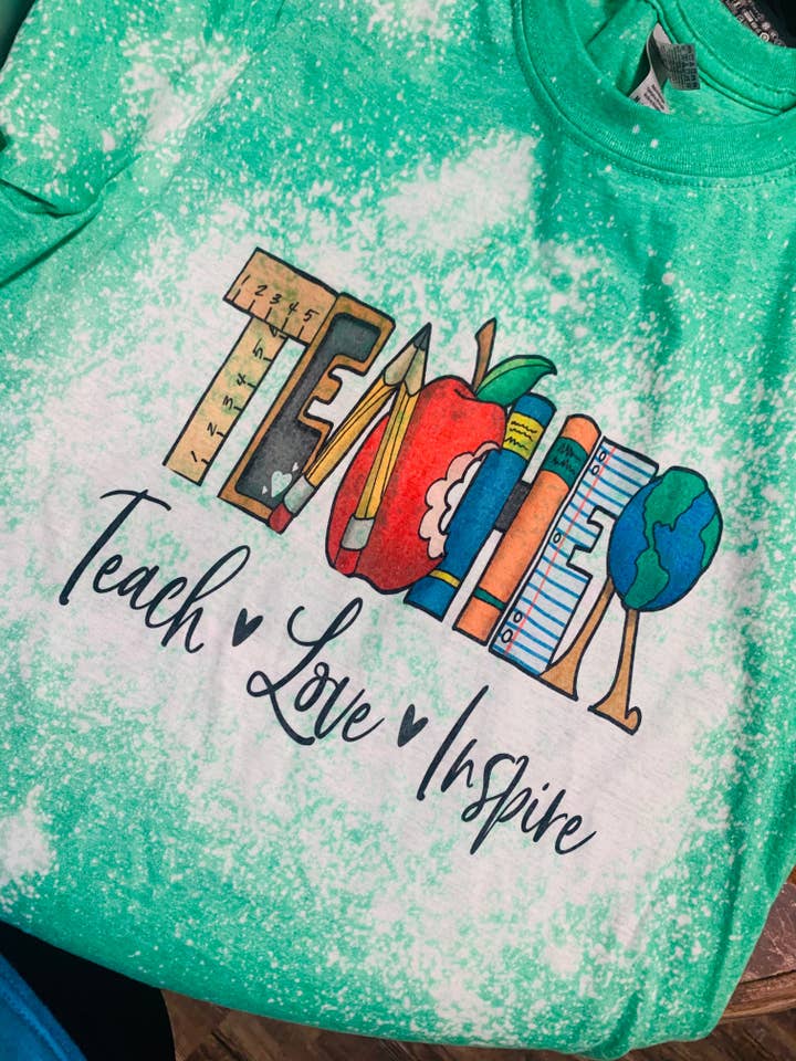 The leopard shack - Wholesale Screen Printed T-Shirt - Women's - Teacher- Teach love inspire Tee1