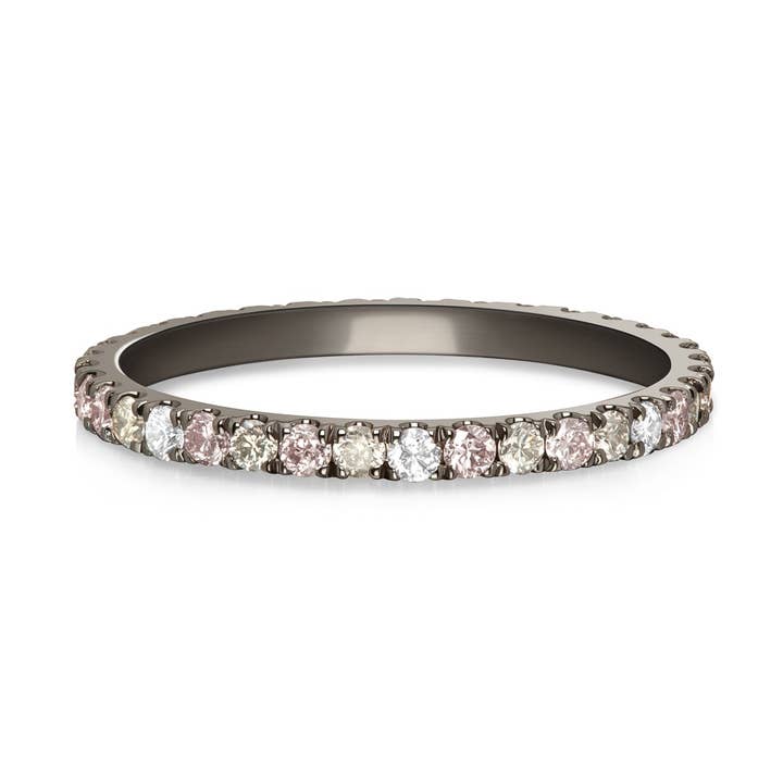 Night Sky Eternity Ring - Pink, Gray & White Diamonds for wholesale by Selin Kent