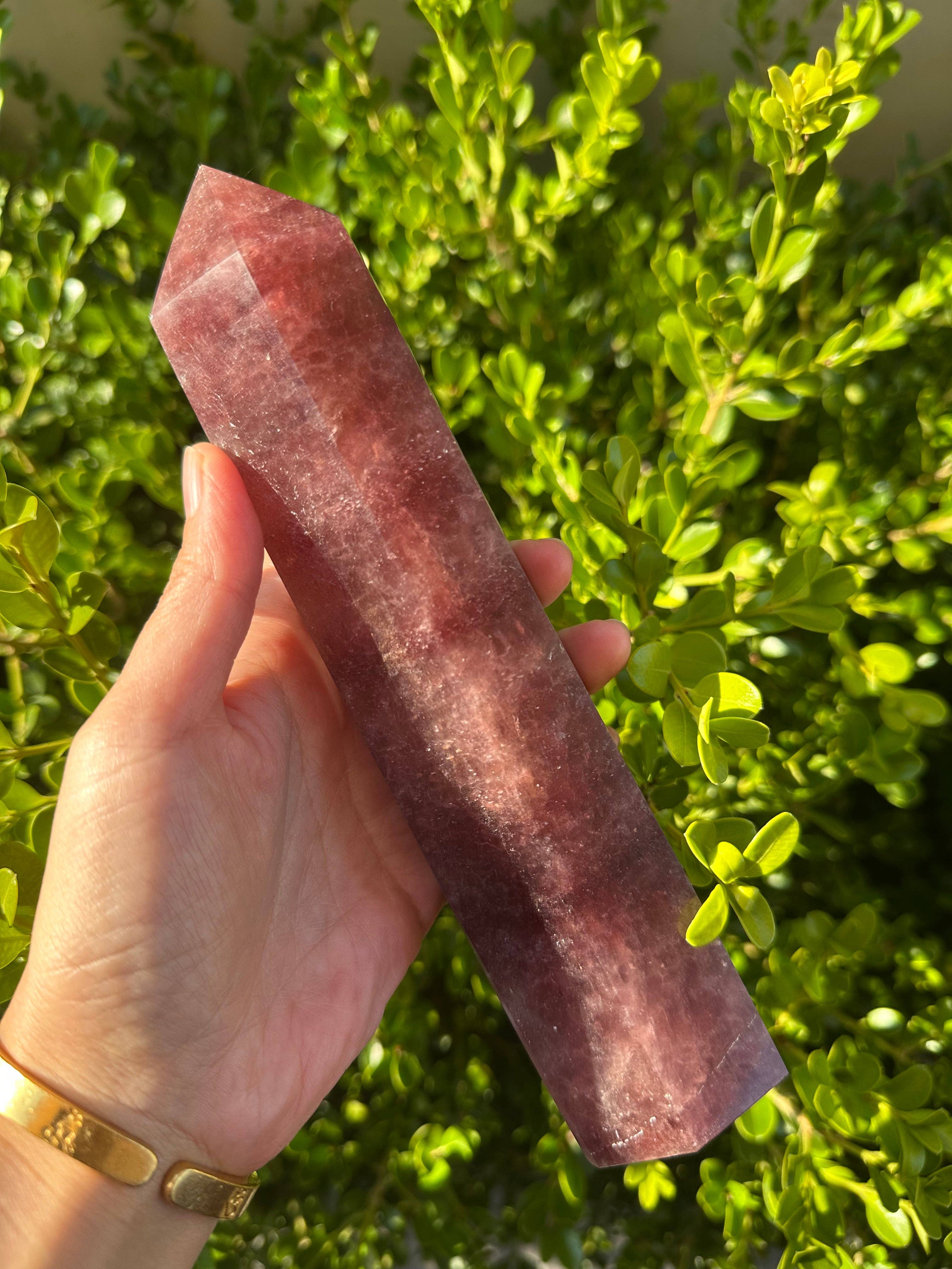 Moon Rituals - Wholesale Spiritual Stone/Crystal - Large Strawberry Quartz Crystal Tower Obelisk – Love & Emotional Healing, Christmas Crystal Gift  #36