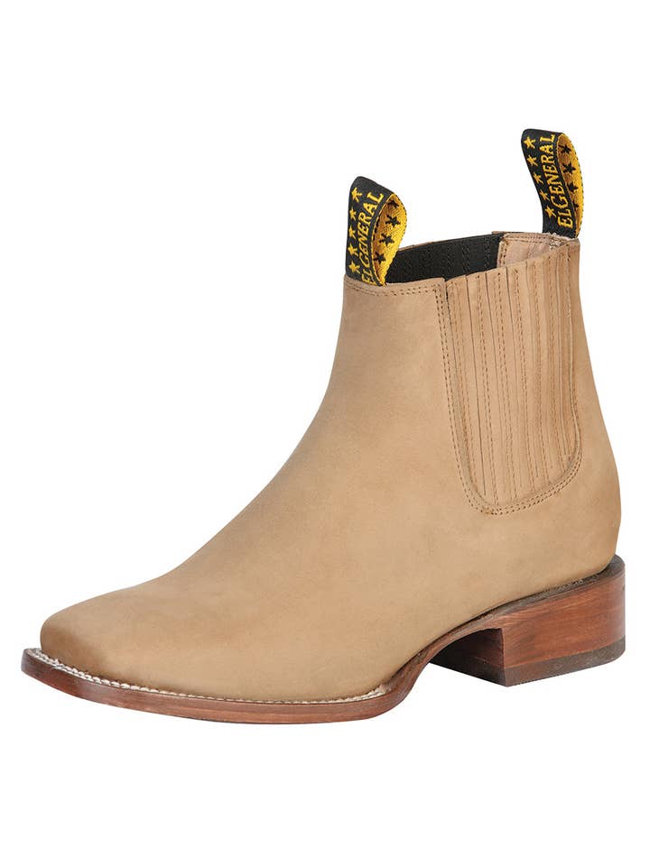 Square Toe Ankle Boot - Nobuck Light Brown for wholesale by Conejo Western Wear