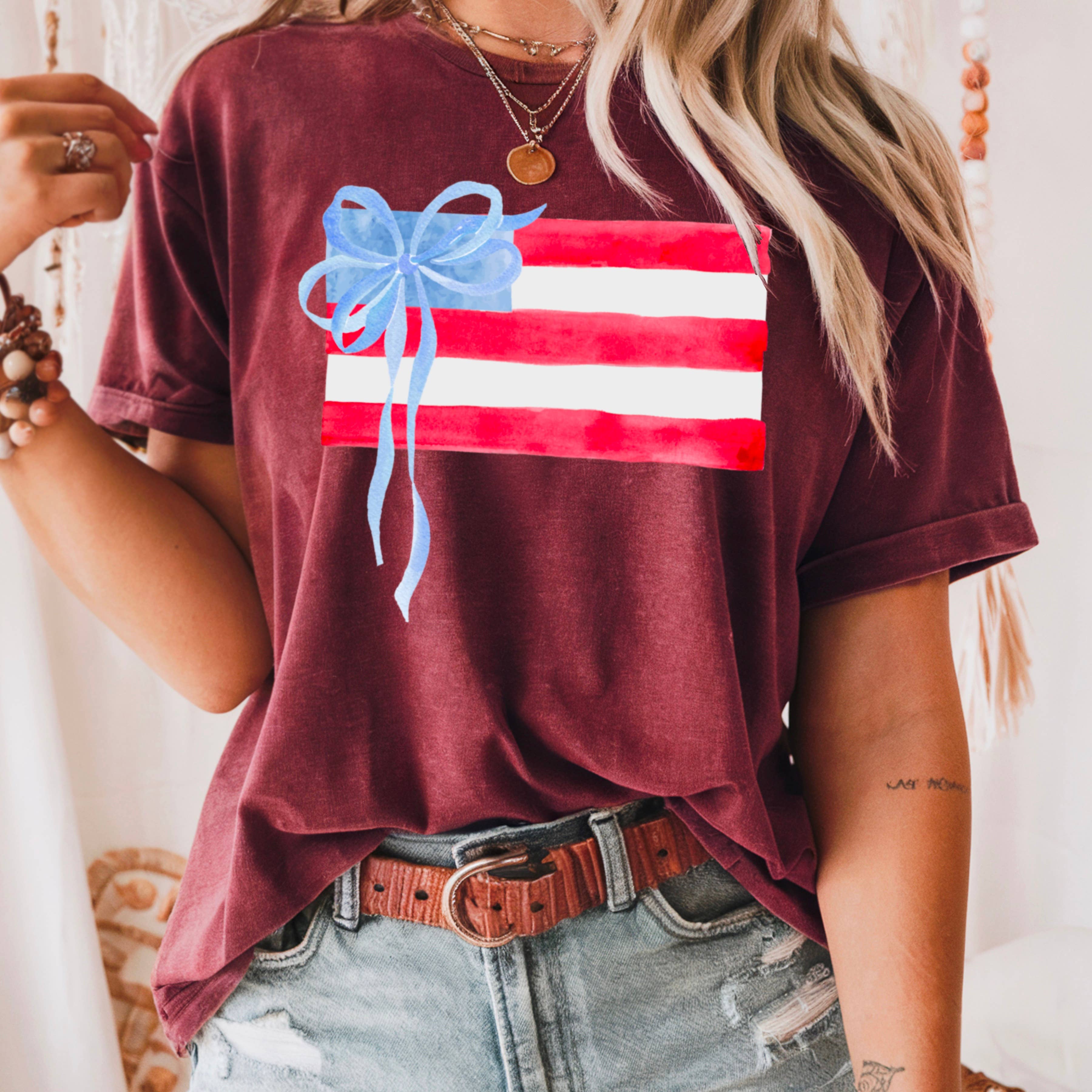 Shoppe SHC – wholesale T-shirt (graphic) – women's – Coquette American Flag | July 4th Graphic Tee | Gildan28