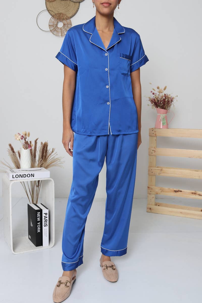 Belle Com'Elle – wholesale Sleepwear set – Women's – Solid Satin Pajama Set / N465114