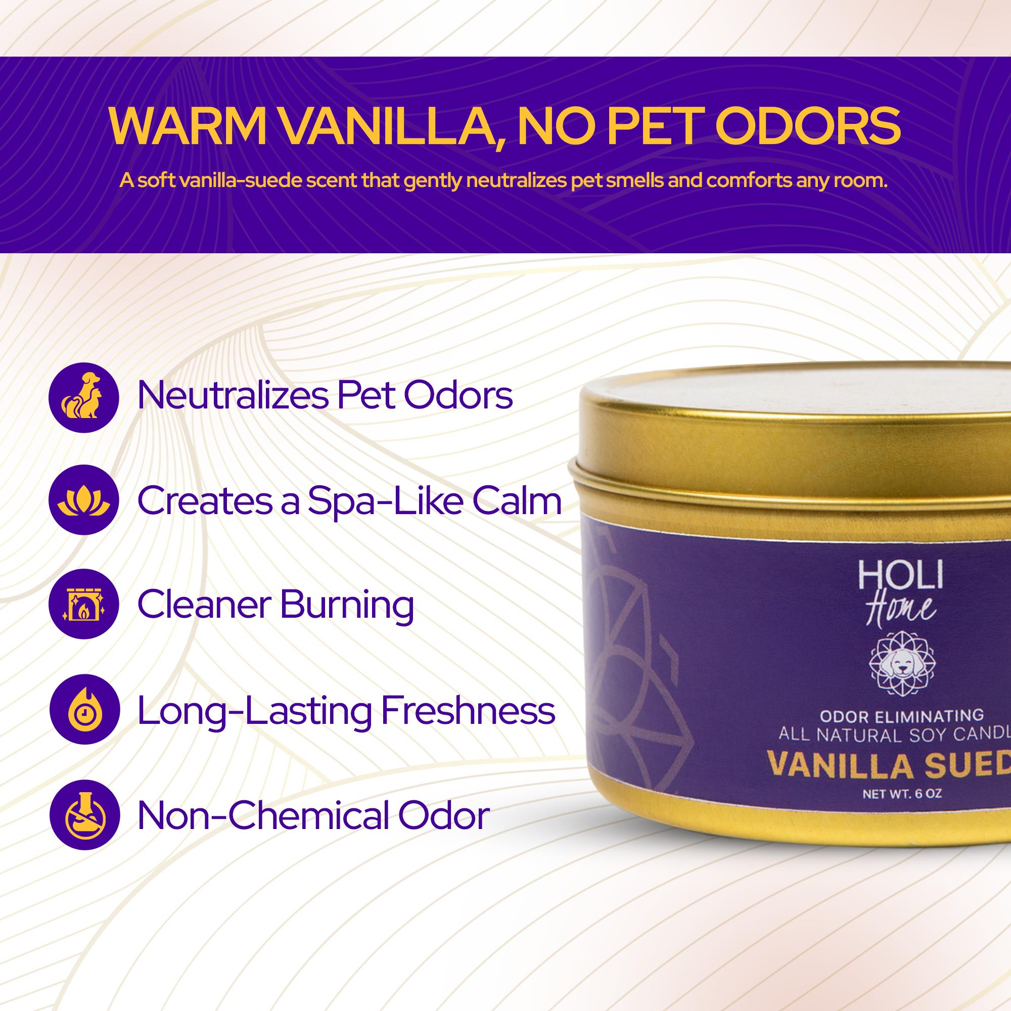HOLI - Vente Bougie en bocal - HOLI - Bougie en cire de soja 100% naturelle - Éliminateur d'odeurs d'animaux4