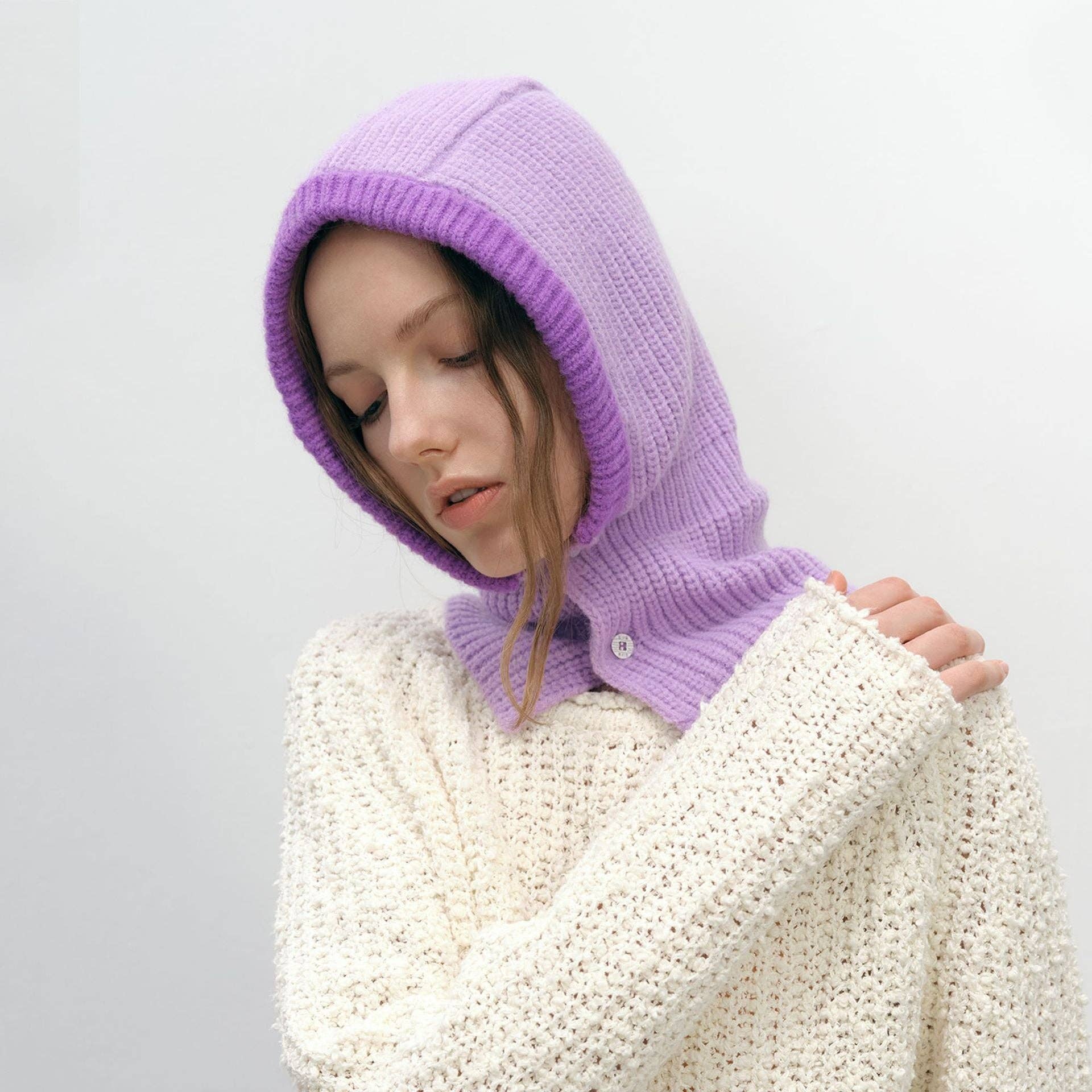 Dipped Shop - Wholesale Beanie - Women's - Simple Color Block Button Down Knit Hat Scarve DPS16140