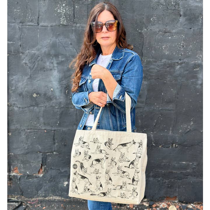 Sween Shop – Engroshandel Tote bag - Unisex – Schæferhund bomuldslærredstaske kæledyr hund gave sommer2