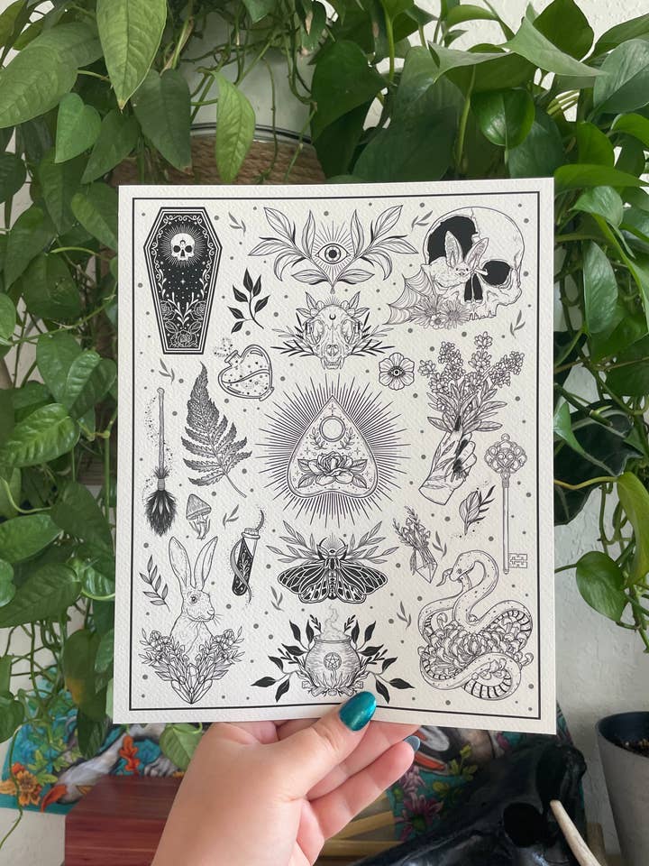 Tattoo Flash Sheet 3 Art Print for wholesale by Strat Lacy Art