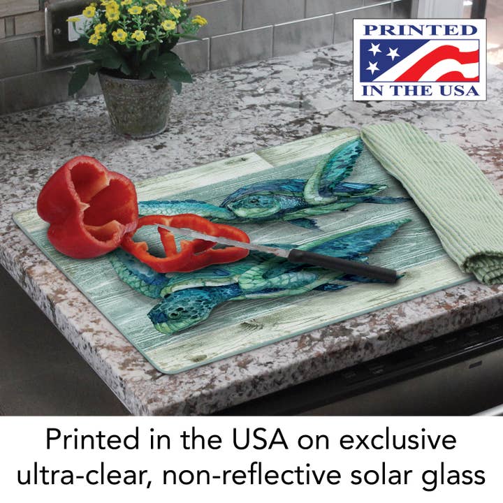 CounterArt/Highland Home/Thirstystone/CoasterStone - Wholesale Cutting board - Northpoint Turtles 15" x 12" Tempered Glass Cutting Board1