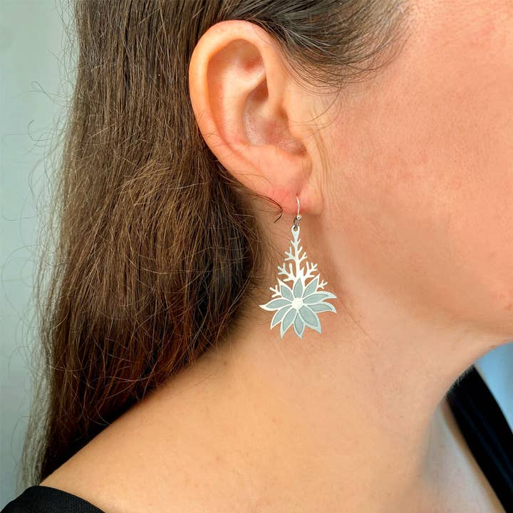 Go Do Good - Wholesale Dangle earrings - Flannel Flower Silver Dangle Earrings3