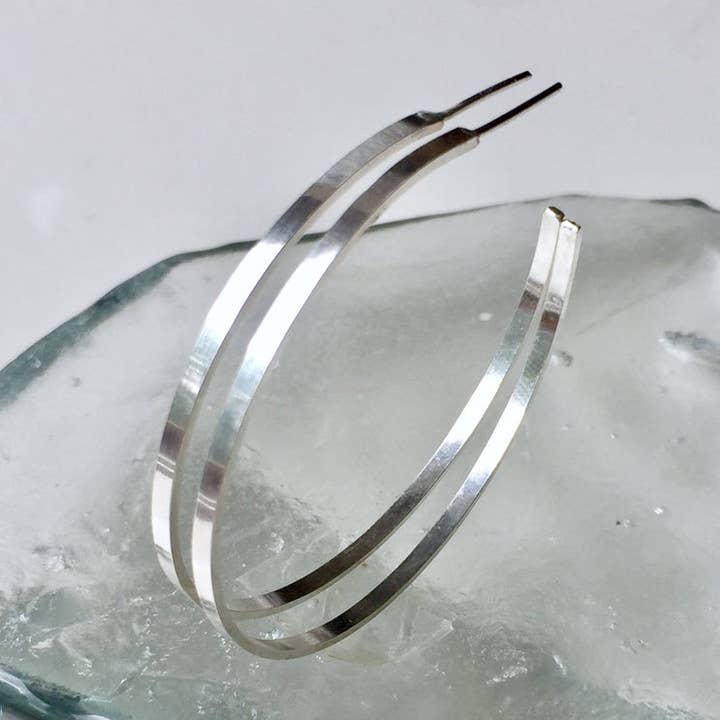 Bonnie Boardman Jewelry - Wholesale Hoop Earrings - Large Sleek Modern Hoops Sterling Silver0