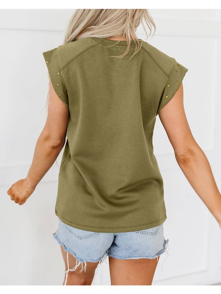 PRETTY BASH - Vendita all'ingrosso Top in maglia - Donna - Top girocollo a maniche corte con borchie