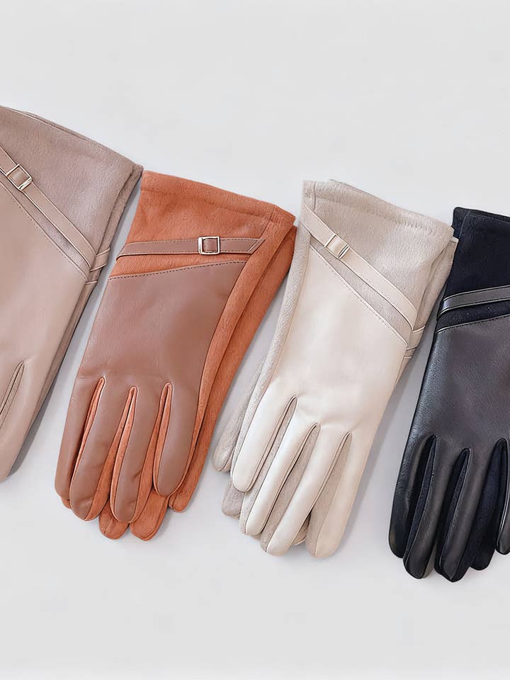 CWAG00635_FAUX LEATHER WINTER TOUCH GLOVES for wholesale by NINEXIS