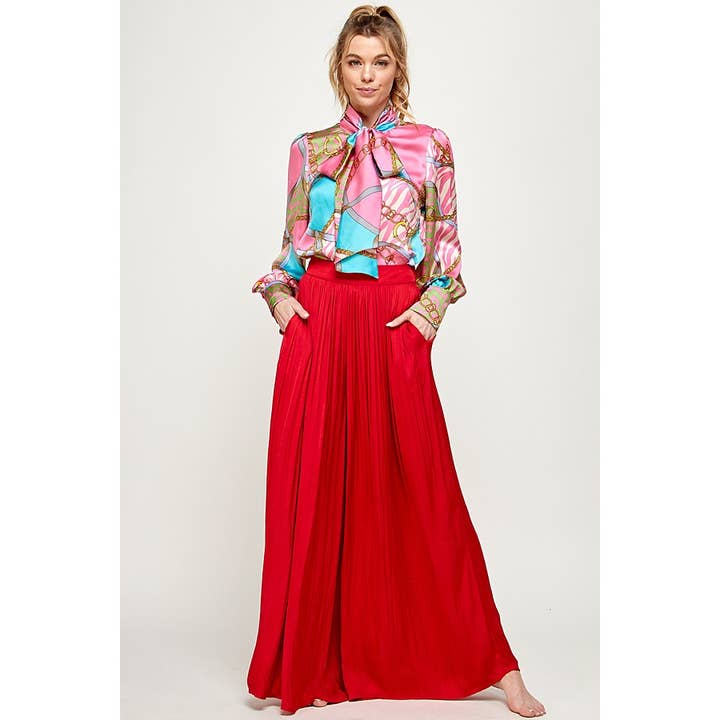 Red Palazzo Pants for wholesale by LUXYUSA