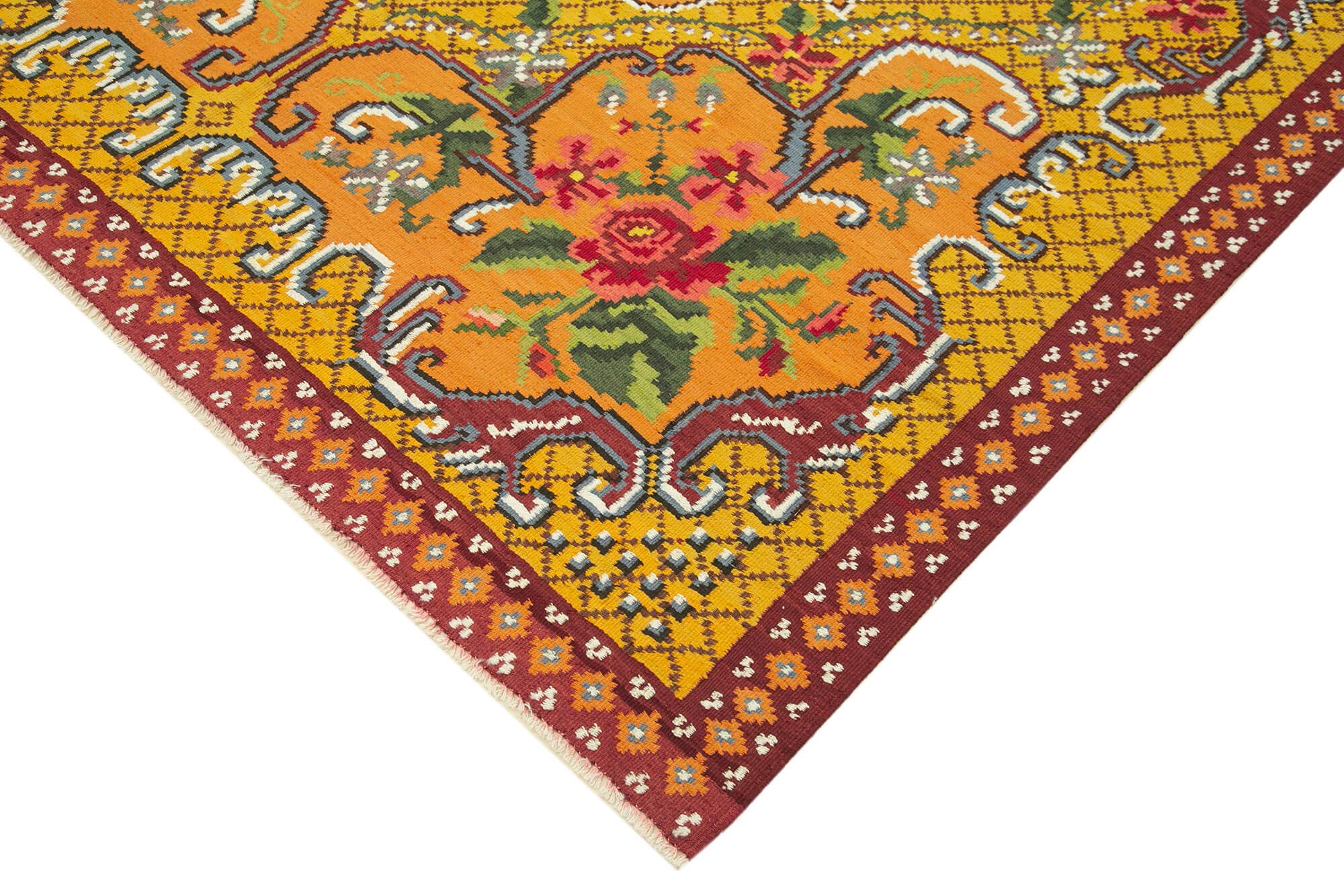 RUG N CARPET - Wholesale Vloerkleed - 6x10 Gele Handgemaakte Moldavische Kilim Tapijt - 233773