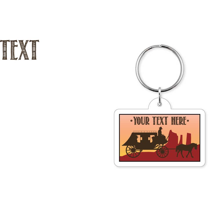 Morris Magnets - Wholesale Keychain - Unisex - Keychain - Horse and Stagecoach Scene1