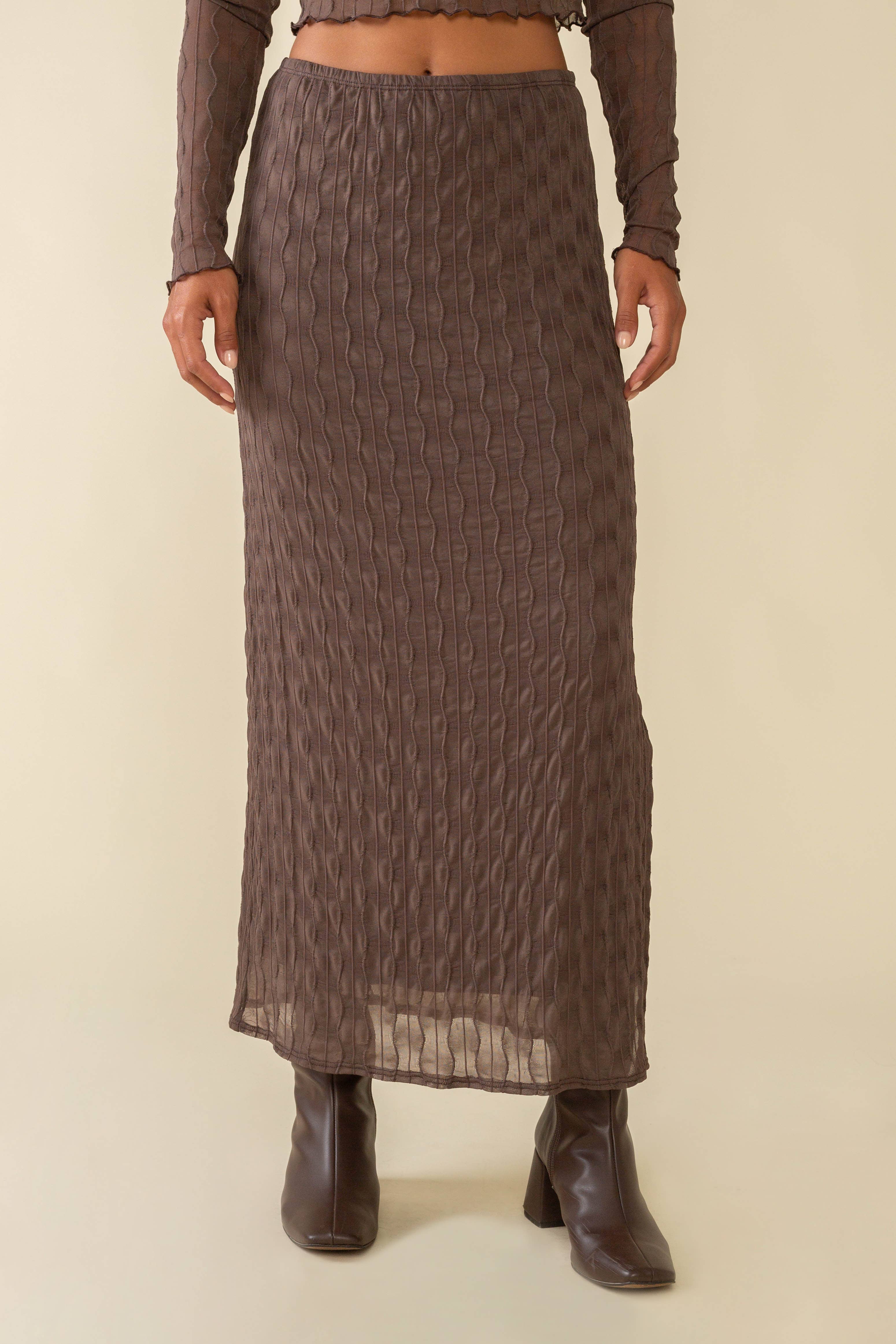 NLT – wholesale Skirt – Women’s – Abra Jacquard Mesh Skirt | Wavy Maxi2