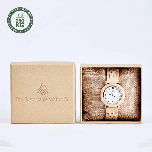 The Sustainable Watch Company - Wholesale Wrist Watch - Women's - The Birch - Handmade Wood Watch for Women - Eco-friendly & Vegan