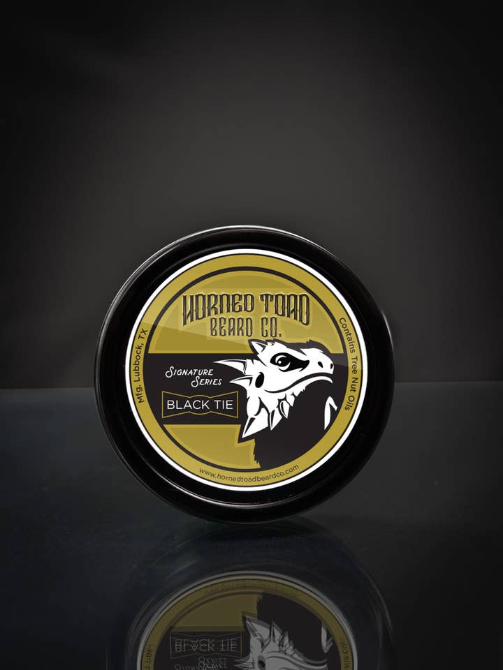Black Tie Beard Balm for wholesale by Horned Toad Beard Co.