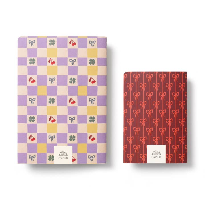 Papier - Wholesale Notebook - Lined Notebook Set, Softcover A5 & A6 - Checkerboard & Bows2