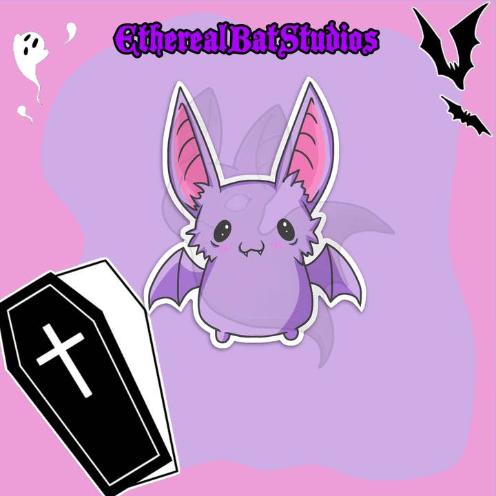 Adesivo em vinil bonito Kawaii Sleepy Bat por atacado de EtherealBat Studios