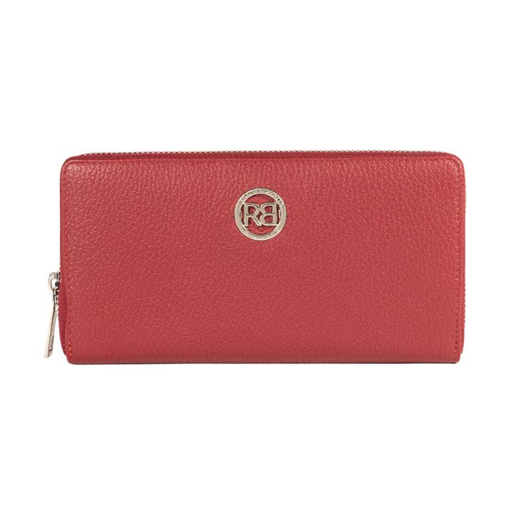 RB1081SQ | Portafogli Donna con chiusura lampo Made in Italy in Vera Pelle grana Dollaro. Colore Rubino. Dimensioni: cm 20 x 10 x 2,5 per la vendita all'ingrosso da parte di Kaili mood / RENATO BORZATTA - Italy since 1978 -