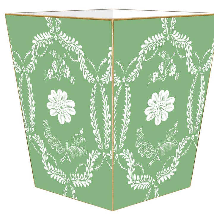WB534 - Apple Green Provencial Wastepaper Basket for wholesale by Marye-Kelley