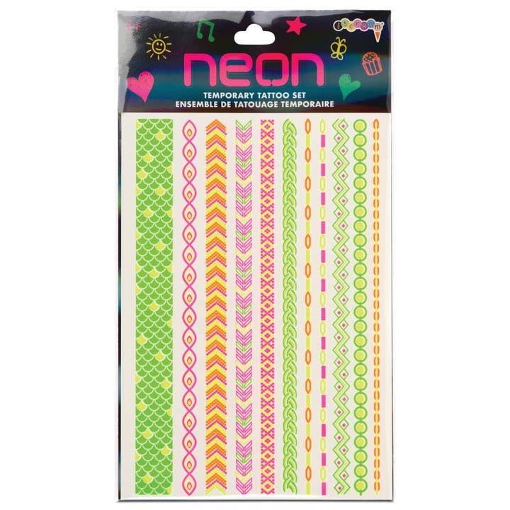 ENSEMBLE DE TATOUAGE AVEC BRACELET D'AMITIÉ EN NÉON pour la vente par Iscream