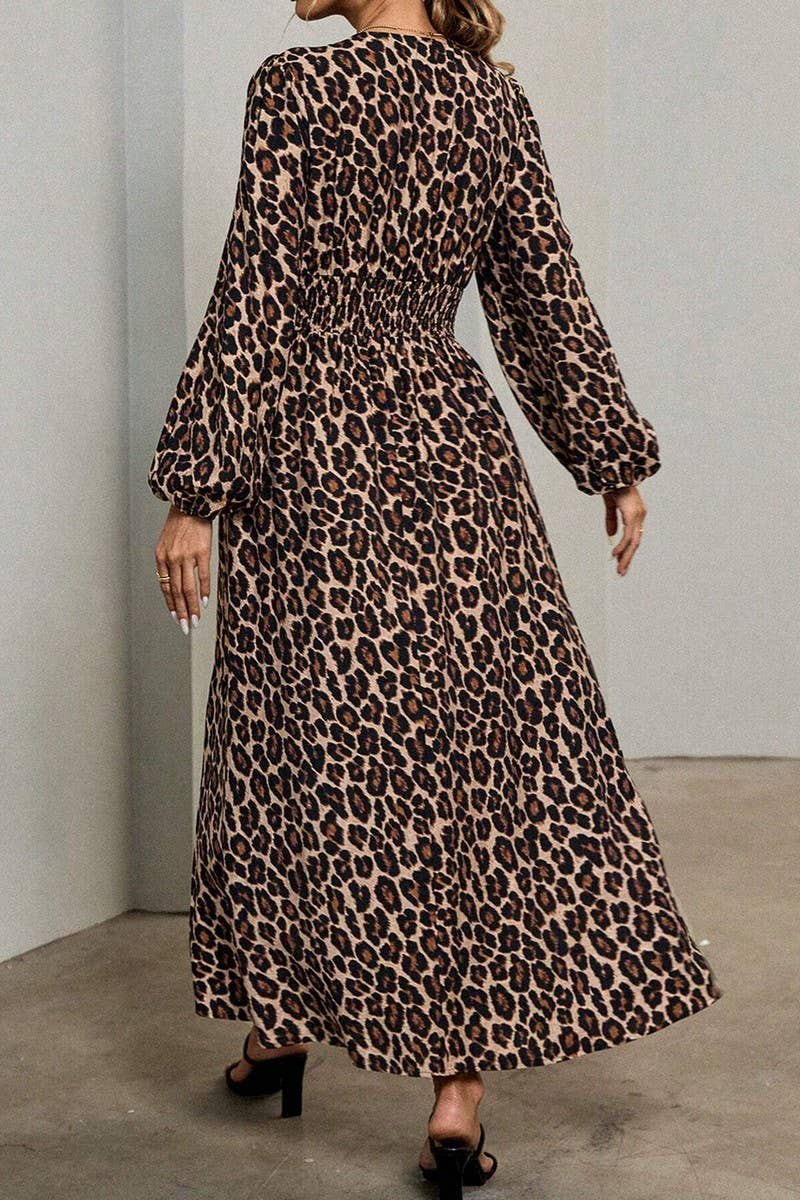 NINEXIS - Wholesale Dress - Women's - CWDMD3950_V-NECK LANTERN SLEEVES HIGH SLIT DRESS15