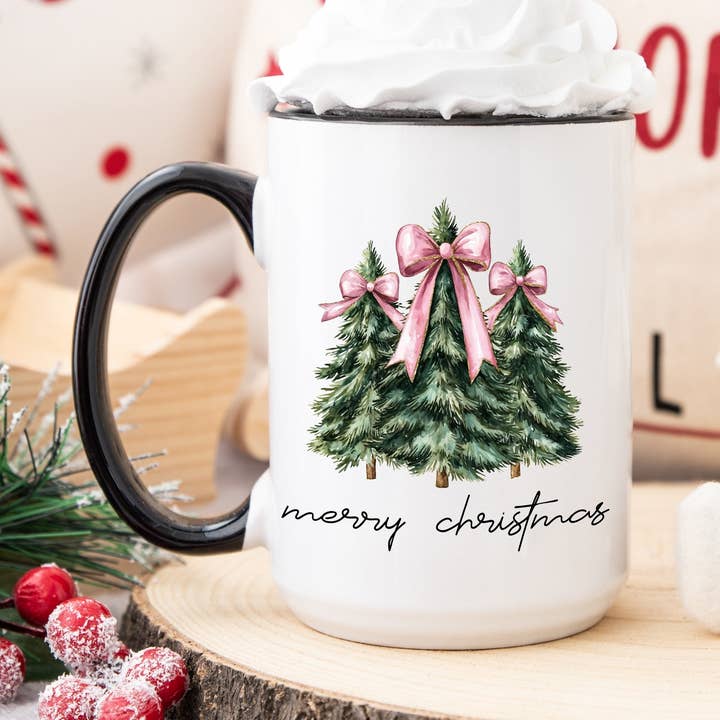 Caneca de Café em Cerâmica de 15oz "Coquette bow tree's" por atacado de Oakbury Designs