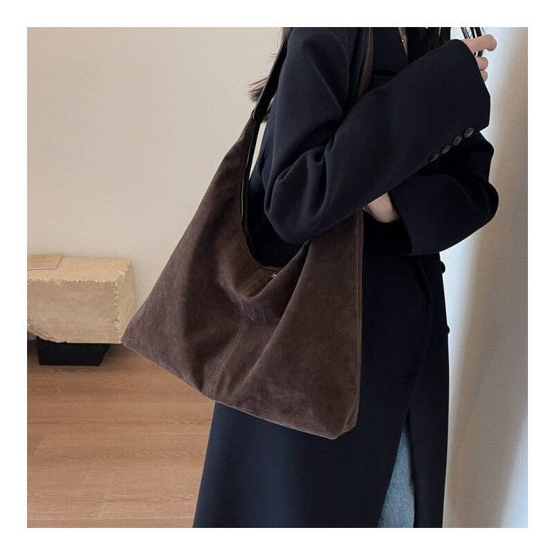 FurDecoration - Wholesale Shoulder Bag - Women's - Suede Large Solid Color Shoulder Bag4