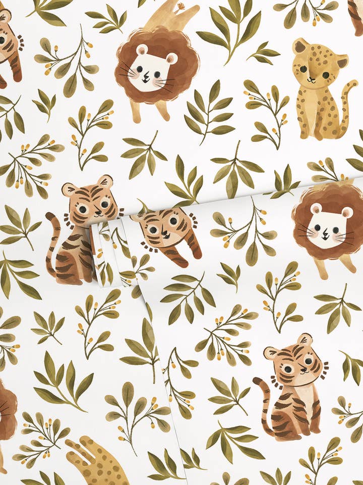 Felidae - Jungle Dierenmotief Behangpapier voor wholesale door LILIPINSO