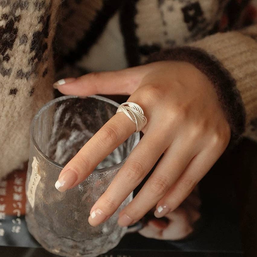 LanLivia - Vente Anneau/bague à empiler - Bagues en filet noué en argent sterling3