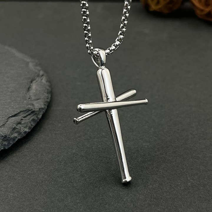 Collana con croce da baseball per unghie da uomo alla moda per la vendita all'ingrosso da parte di GemMeet