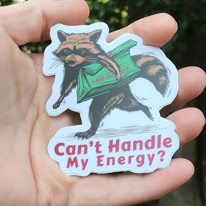National Parks and Beyond - Wholesale Sticker - Raccoon With an Attitude Funny Sticker 3” Vinyl Sticker