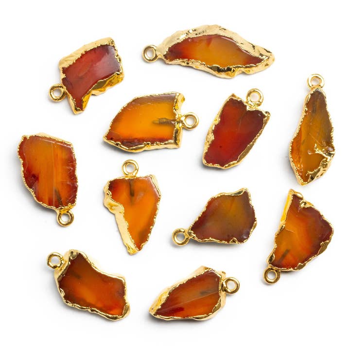 22x12mm Gold Leafed Agate Nugget Pendant 1 Bead for wholesale by The Bead Traders