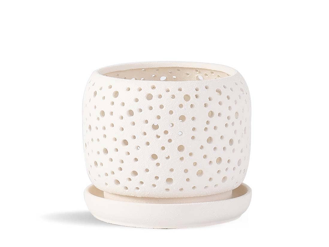 Pacific Home & Garden - Wholesale Plant Pot - Rain Drop Orchid Planter,Sand Milky White