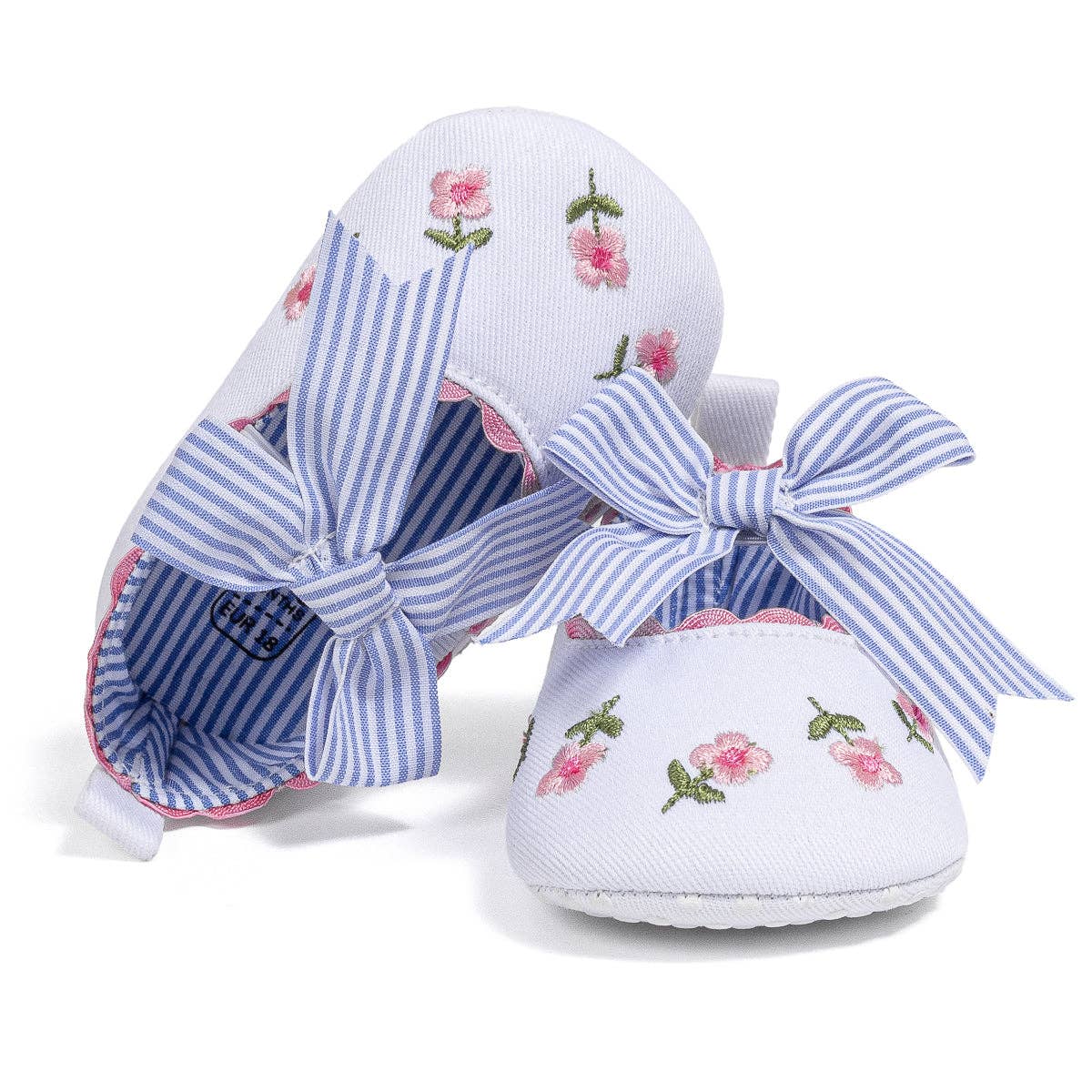 Kids Charm Online - Wholesale Crib Shoes - Baby - Embroidered girls baby shoes with front bow.2