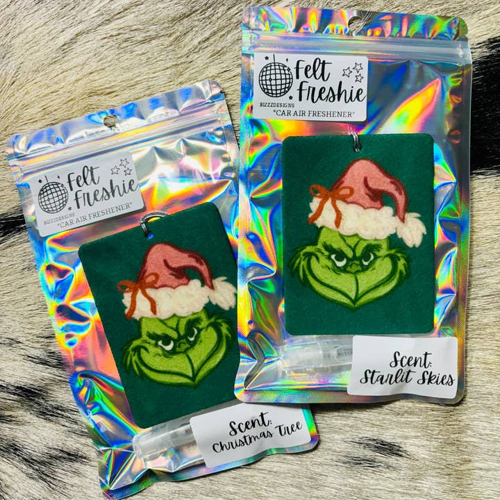 Bizzz Designs - Wholesale Car Freshener - Women's - Grinchmas Cheer Felt Freshies - Christmas Car Air Fresheners