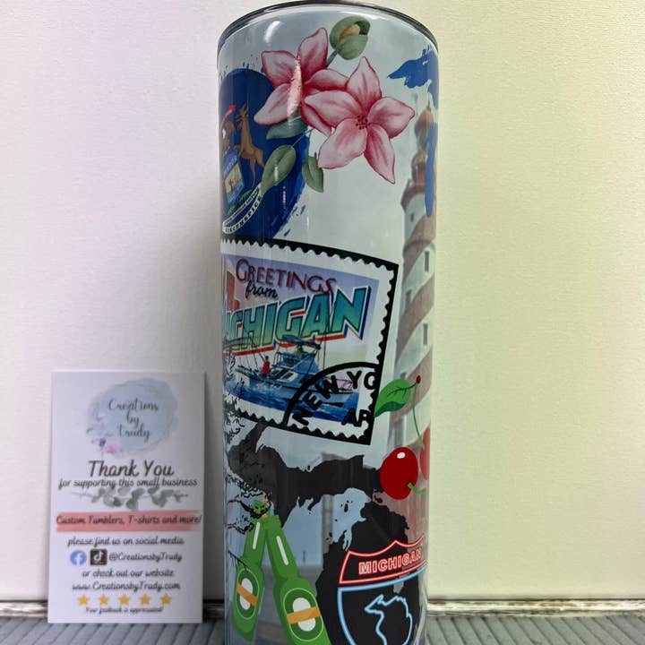State of Michigan- Stainless Steel Tumbler for wholesale by Creations by Trudy