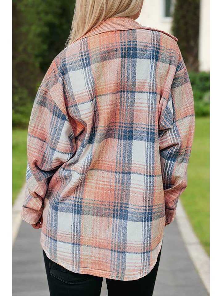 66DISCO - Wholesale Shirt Jacket/Shacket - Women's - Plaid Corduroy Patchwork Chest Pocket Shacket (S-2XL)1