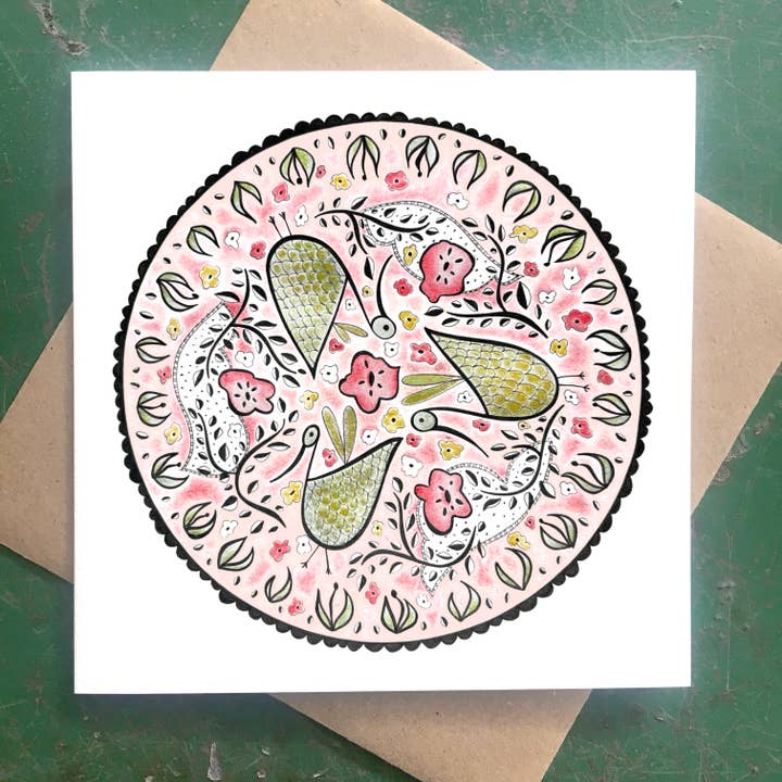 Les Trois Oiseaux - Illustrated Greetings Card for wholesale by Hello Magpie