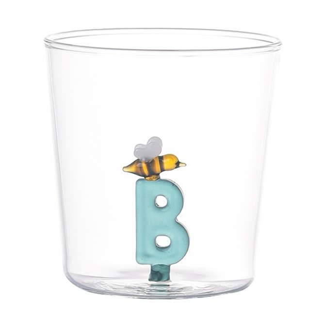 3D glass cup nature alphabet B Bee for wholesale by Opjet Paris