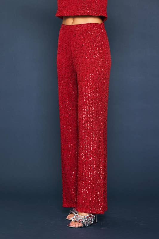 SKIES ARE BLUE - Wholesale Pants - Women's - Sequins Semi Flared Pants1