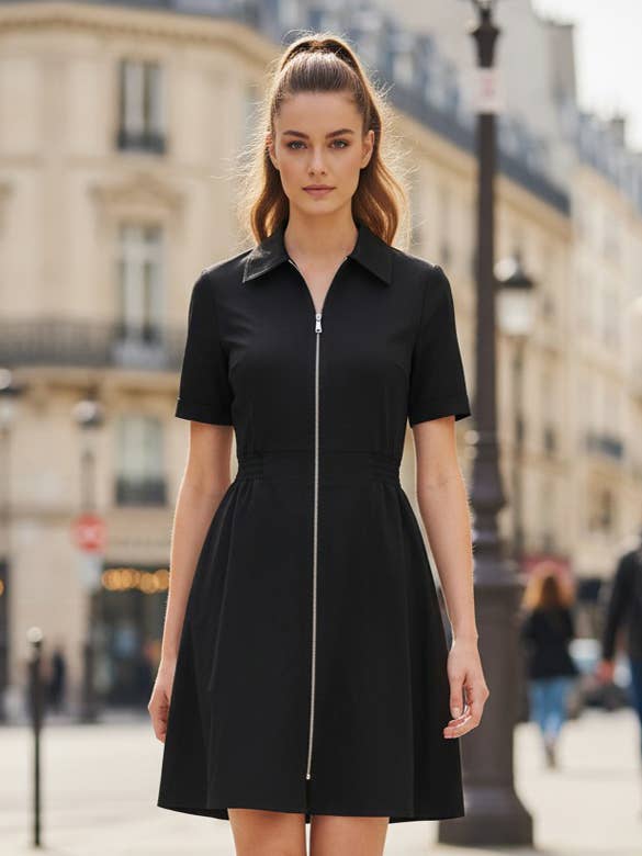 Short Sleeve Zip Up Dress for wholesale by VAVA by Joy Han