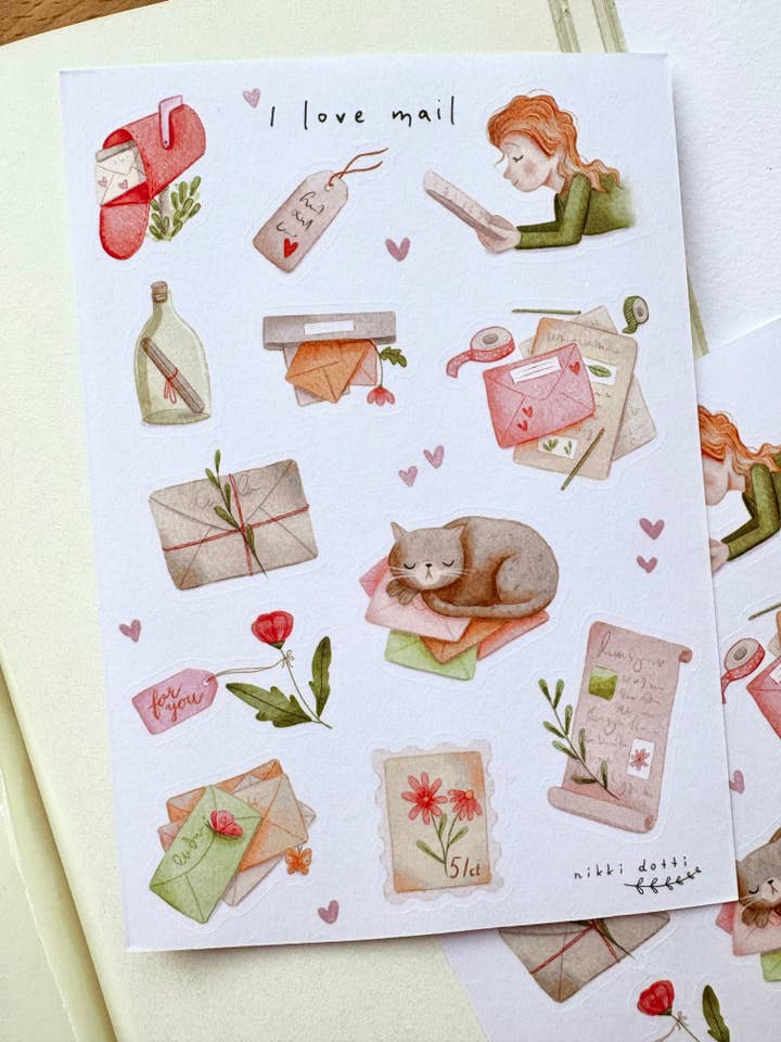 Folha de autocolantes - Adoro correio por atacado de Nikki Dotti