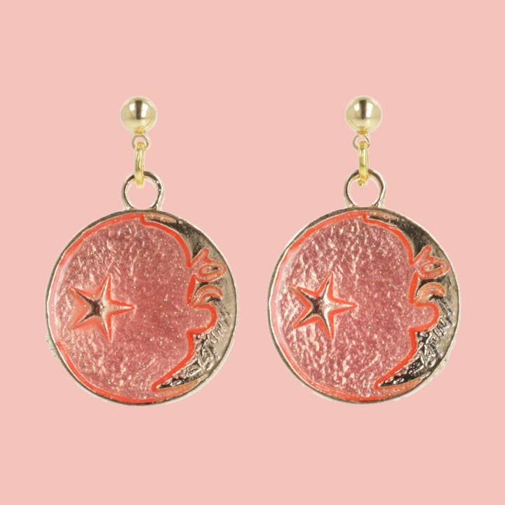 Engang i en lyserød måne øreringe for engroshandel hos Sour Cherry