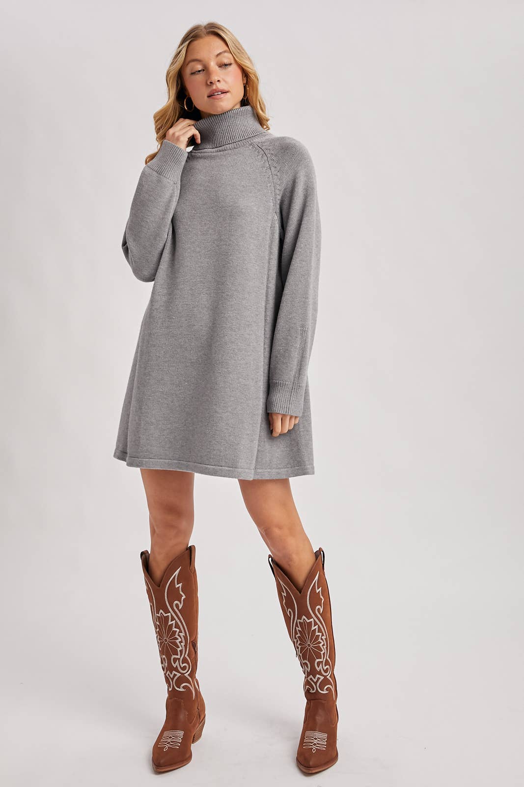 Bluivy – Großhandel Kleid – Damen – Pulloverkleid mit Rollkragen6