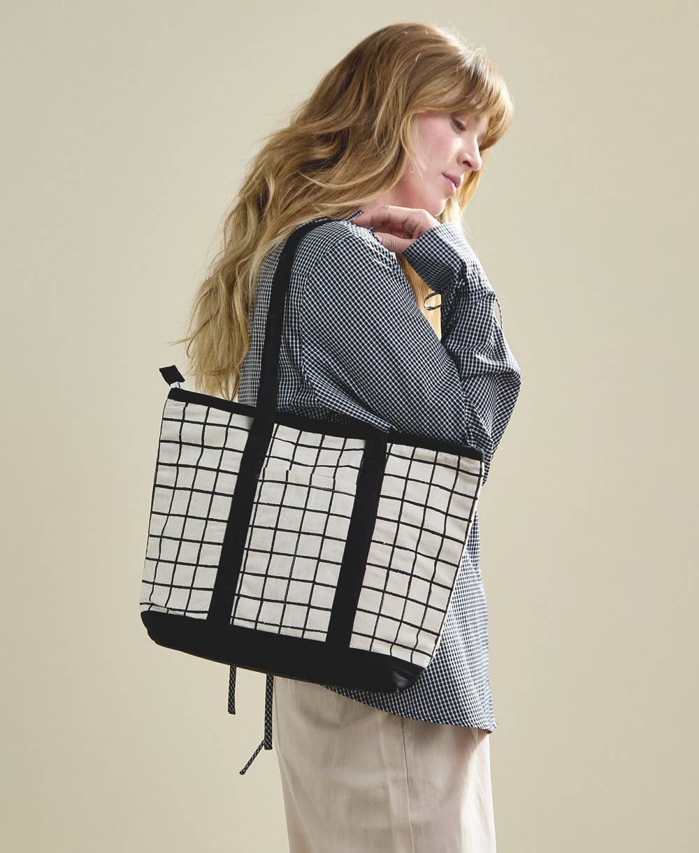 Anchal - Wholesale Tote Bag - Women's - Grid Mini Tote Bag