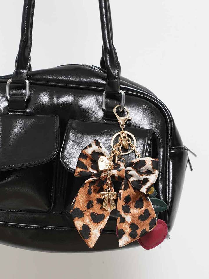 Portachiavi con fiocco a stampa leopardata semplice DP25F542 per la vendita all'ingrosso da parte di Dipped Shop