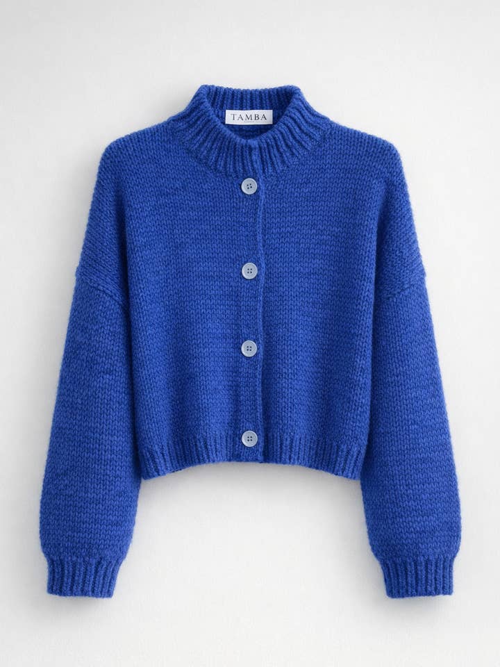 TAMBA - Wholesale Cardigan - Women's - Angora alpaca cardigan with stand-up collar and button placket8