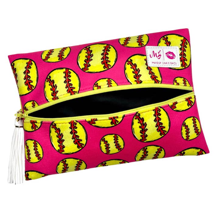 Sports Fan Softball Pink for wholesale by Makeup Junkie Bags